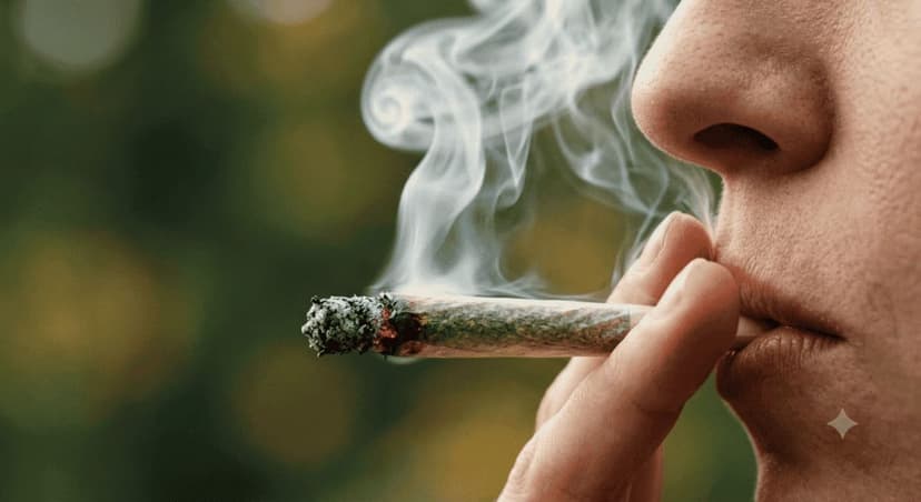 Close-up of cannabis smoking with visible smoke, illustrating use for relaxation or sleep in a cautious editorial context.